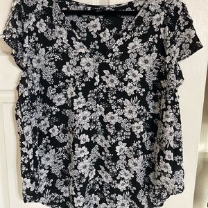Torrid Black and White Floral Blouse